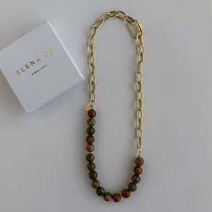683 Unakite Stone Beaded Necklace